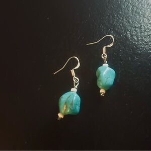 Vintage 1990s/Y2K Turquoise Chunk Dangle Earrings